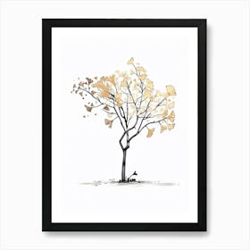 Ginkgo Tree Pixel Illustration 4 Art Print