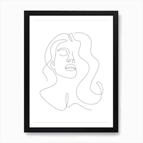 Continuous Line Drawing Of A Woman'S Face Art Print
