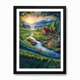 Sunset In The Vineyard Art Print