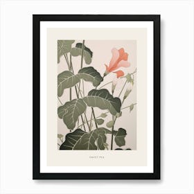 Flower Illustration Sweet Pea 3 Poster Art Print