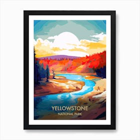 Yellowstone National Park Travel Poster Illustration Style 4 Art Print