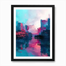 Abstract Landscape Painting | Pixel Minimalism Art Series Art Print