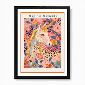 Floral Fauvism Style Dotted Unicorn 1 Poster Art Print