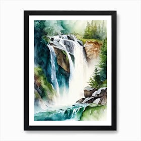 Grawa Waterfall, Austria Water Colour  (3) Art Print