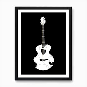 Black and White Acoustic Guitar 3 Art Print