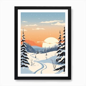 Retro Winter Illustration Lapland Finland 3 Art Print