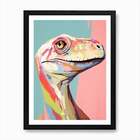 Colourful Dinosaur Compsognathus 1 Art Print