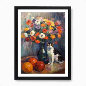 Anemone With A Cat 4 Art Print