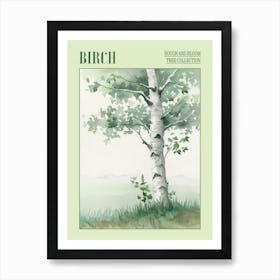 Birch Tree Atmospheric Watercolour Painting 2 Poster Art Print