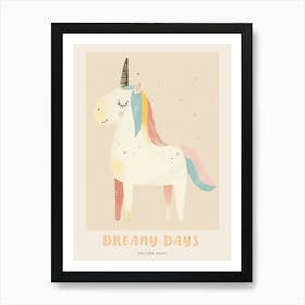 Pastel Storybook Style Unicorn 2 Poster Art Print