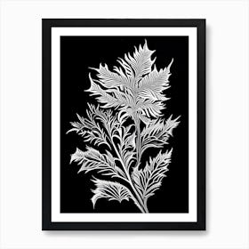 Pennyroyal Leaf Linocut 1 Art Print