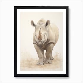 Rhino Walking Portrait 2 Art Print