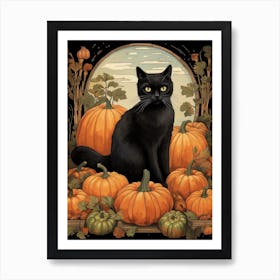 Cat With Pumpkins 7 Art Print