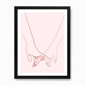 Pinkie Promise Love Pink & Red Art Print