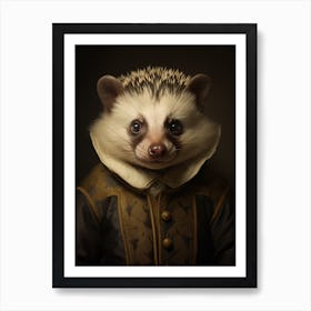 Vintage Portrait Of A Tanezumi Raccoon Wearing A Crown 3 Art Print