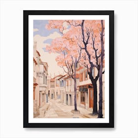 Limassol Cyprus 4 Vintage Pink Travel Illustration Art Print