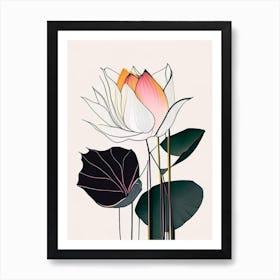 American Lotus Abstract Line Drawing 4 Art Print