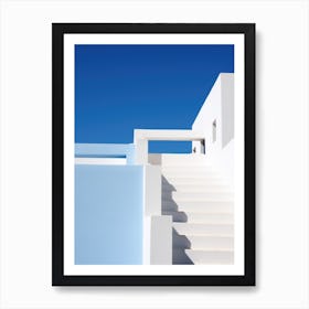 White And Blue Stairs Art Print