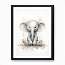 Elephant Painting Practicing Yoga Watercolour 4 Art Print