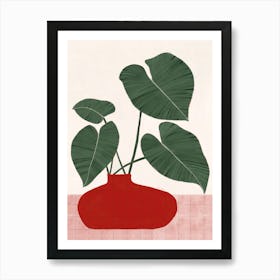 Plant In A Red Vase Art Print