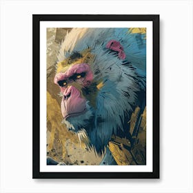 Baboon Precisionist Illustration 3 Art Print