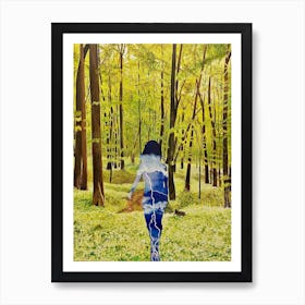 Out Of The Woods Woman In Forest Who Is Rain Sky Art Print