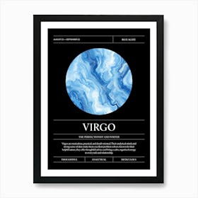 Blue Agate Crystal Gem, Virgo Zodiac Sign Art Print