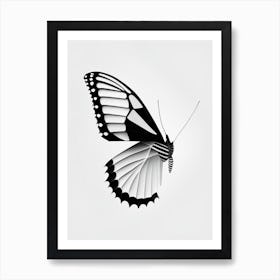 Black Swallowtail Butterfly Black & White Geometric 2 Art Print