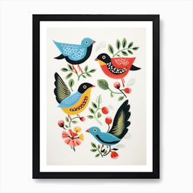 Folk Style Bird Painting Bluebird 3 Art Print