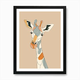 Giraffe - Boho, Line Art 21 Art Print