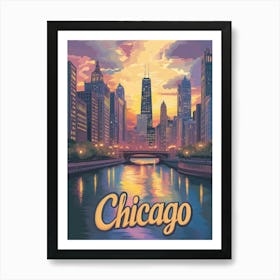 Aihrgdesign A Mid Century Modern Travel Poster For Chicago 3 Art Print