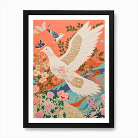 Maximalist Bird Painting Dove 3 Art Print