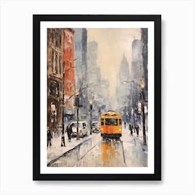 Vintage Winter Painting Chicago Usa 2 Art Print