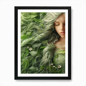 Green Haired Girl 3 Art Print