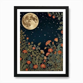 Moon And Flowers Style William Morris 20 Art Print