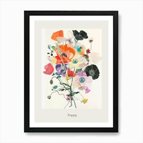 Poppy Collage Flower Bouquet Poster Art Print