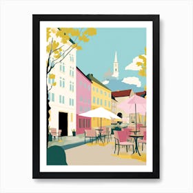 Linkoping, Sweden, Flat Pastels Tones Illustration 3 Art Print