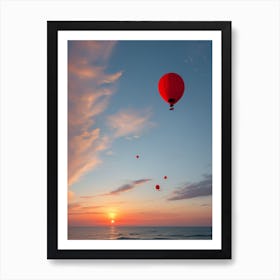 Balloon Flight Over The Ocean 2 Art Print