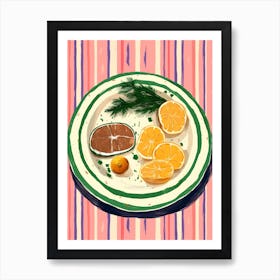 A Plate Of Lemons Top View Food Illustration 1 Art Print