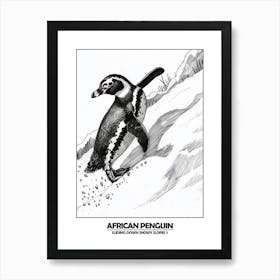 Penguin Sliding Down Snowy Slopes 7 Poster Art Print