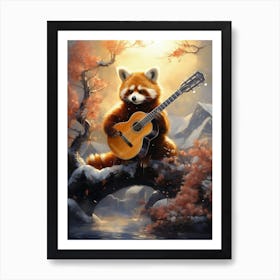 Red Panda Playing Guitar Poster