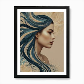 Girl with colored hair Art Print