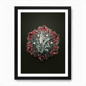 Vintage Eucomis Punctata Flower Wreath on Olive Green Art Print