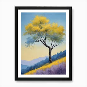Painting Of A Tree, Yellow, Purple (22) Art Print