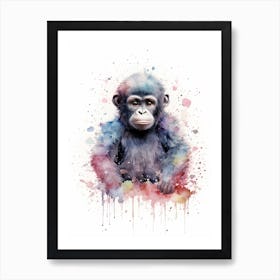 Baby Gorilla Art Watercolour Nursery 1 Art Print