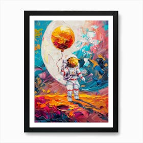 Astronaut On The Moon Art Print