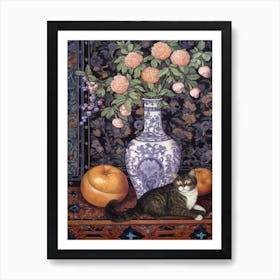 Lilac With A Cat 3 William Morris Style Art Print