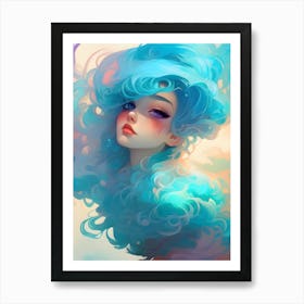 Blue Haired Girl ~ Reimagined 1 Art Print