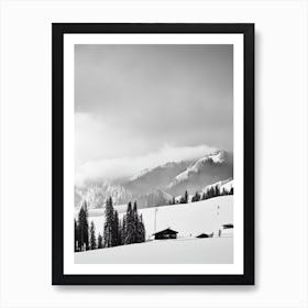 Ischgl, Austria Black And White Skiing Poster Art Print