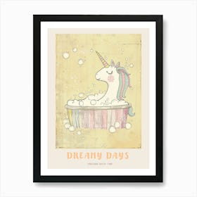 Pastel Unicorn Storybook In A Bubble Bath 1 Poster Art Print